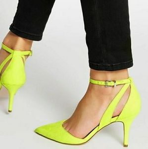 ASOS Suede Chartreuse Heels